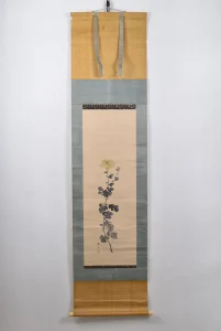 松村景文作「菊花之図」掛け軸の全体