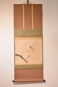 大矢峻嶺「花鳥図」の掛け軸全体