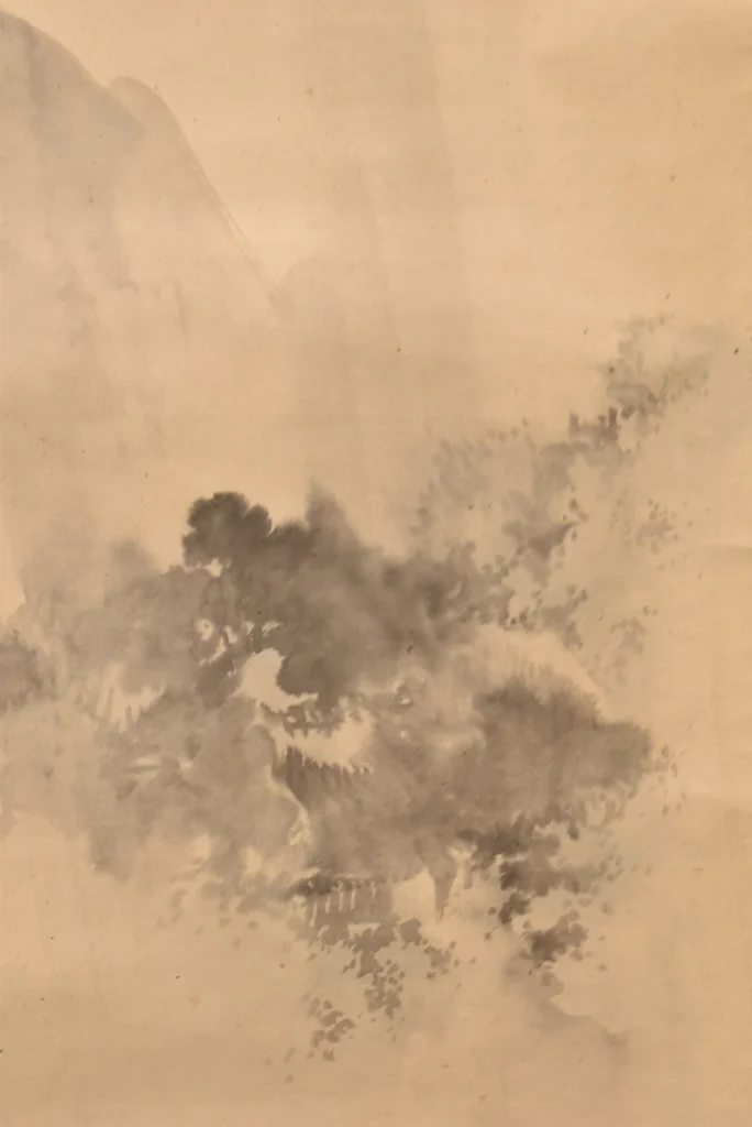 岸連山「雨中図」本紙の墨描表現と画面構成